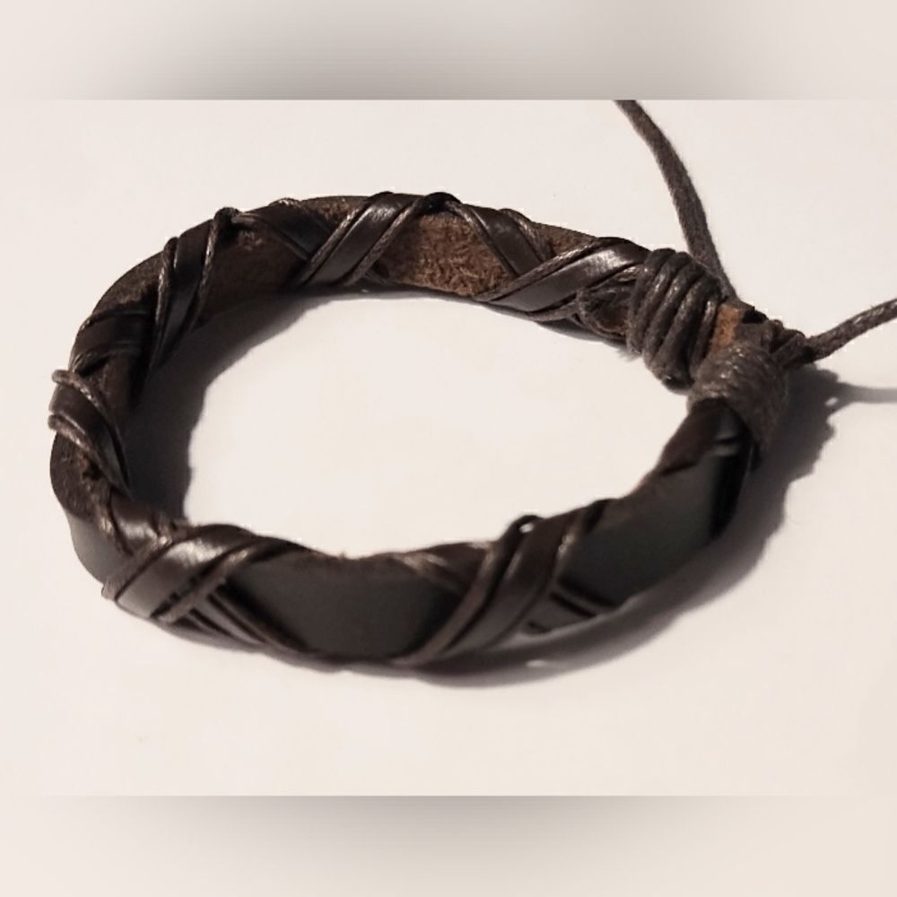 Men's‎ bracelet leather braided brown new d40